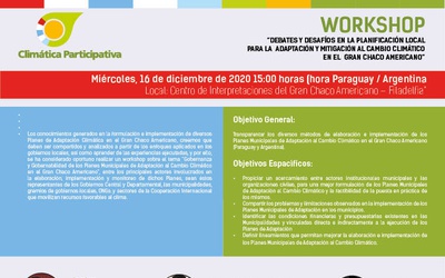 Portada: Workshop II "Debates y Desafíos de la Planificación Local para la Adaptación y Mitigación al Cambio Climático en el Gran Chaco Americano"